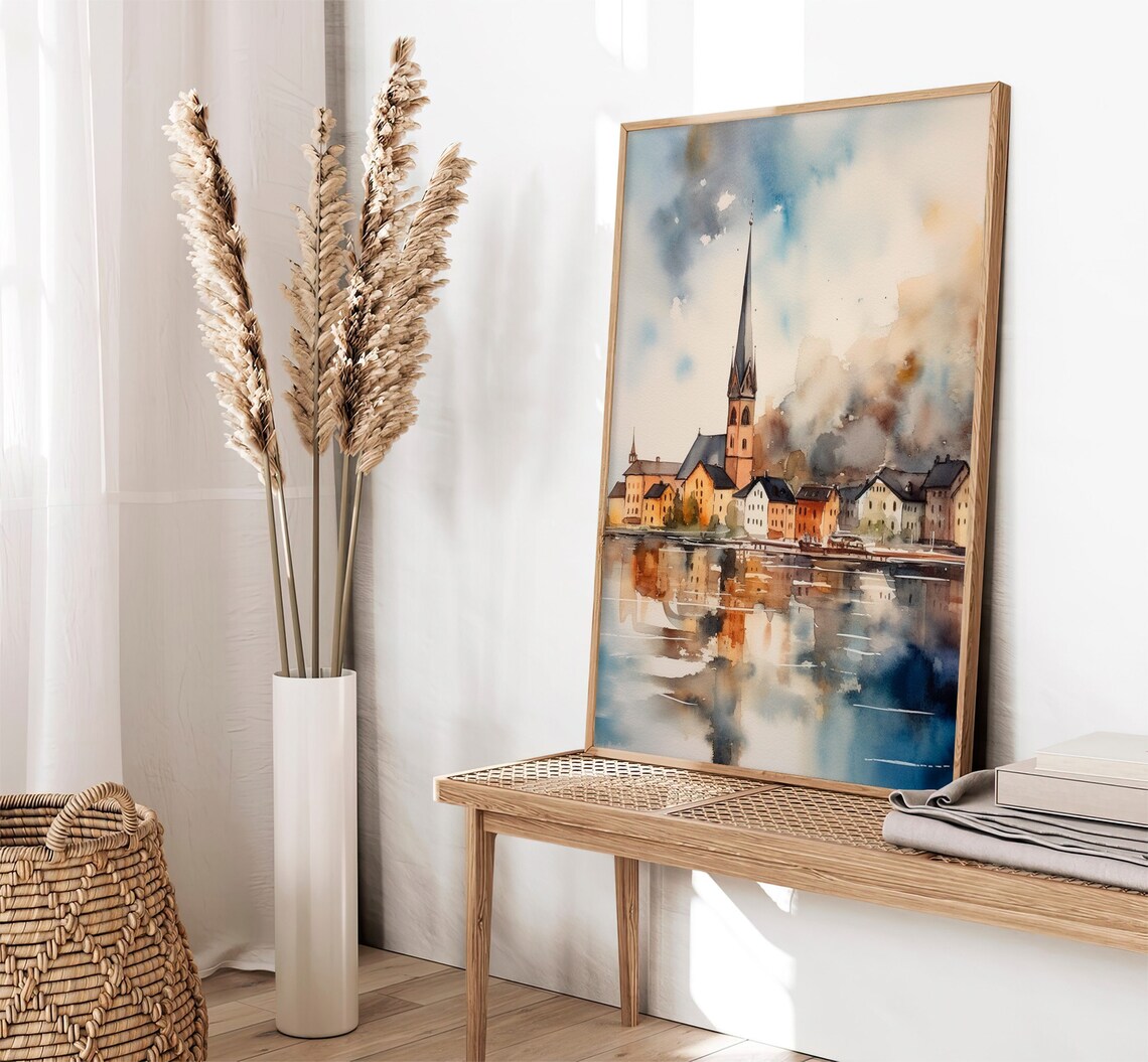 Stockholm Watercolor Cityscape Travel Poster - Image 2