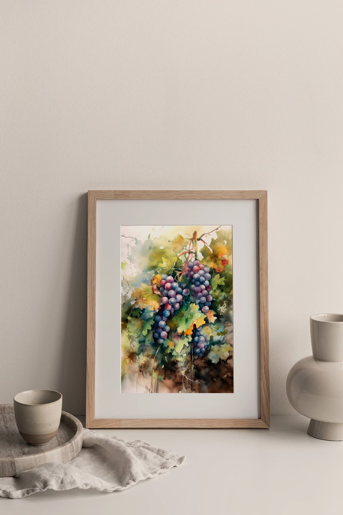 Grapes Watercolor Art Print, Napa Valley Vineyard - Image 3