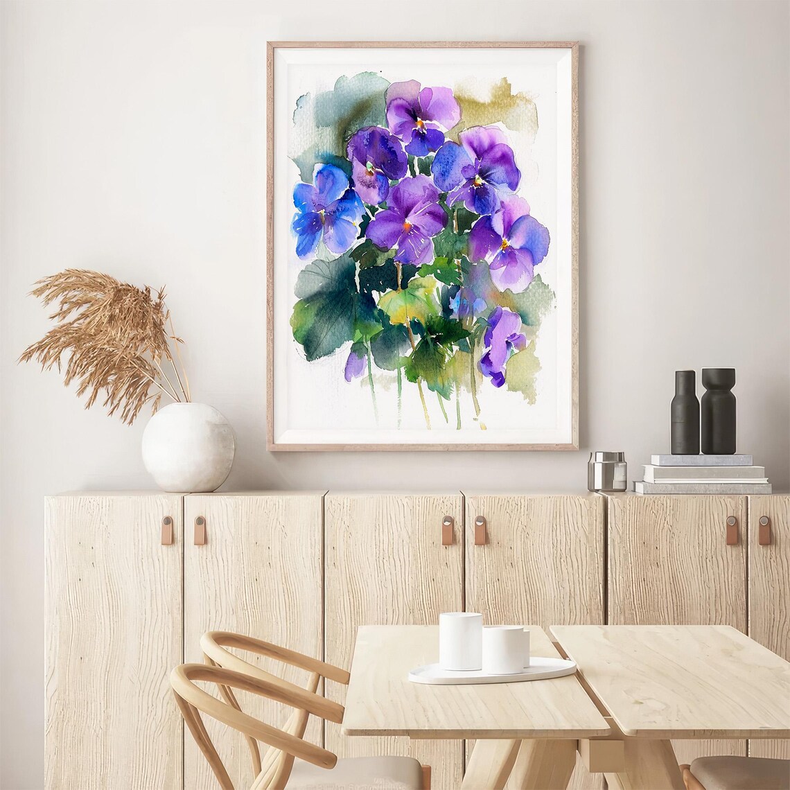 Violet Flowers Watercolor Floral Art Print - Image 5