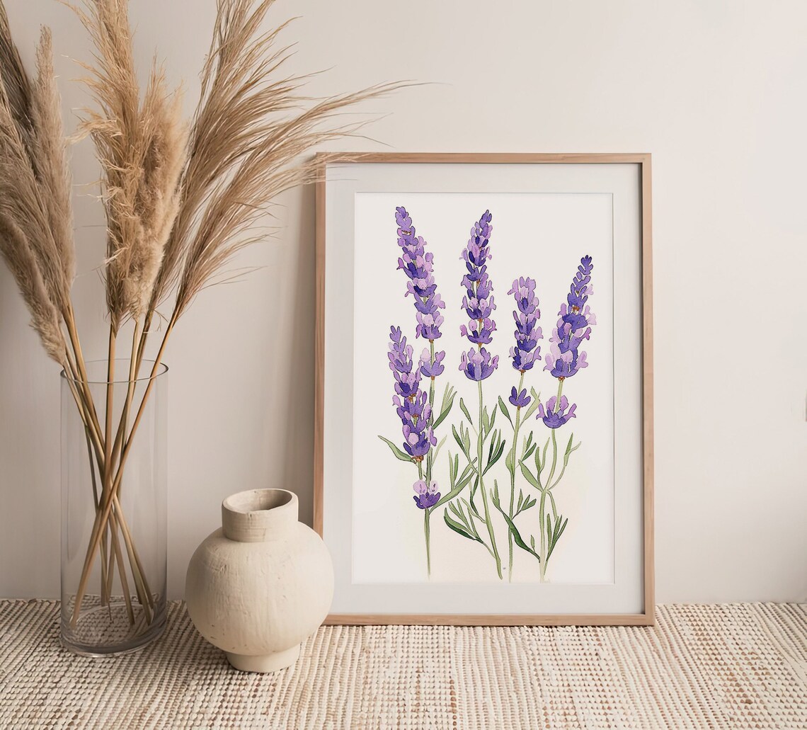Lavender Flowers Watercolor Art Print, Tuscany Botanical - Image 3