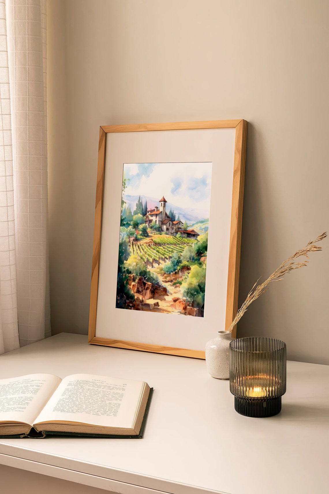 Stunning Willamette Valley Vineyard Estate Oregon Watercolor Poster - Image 4