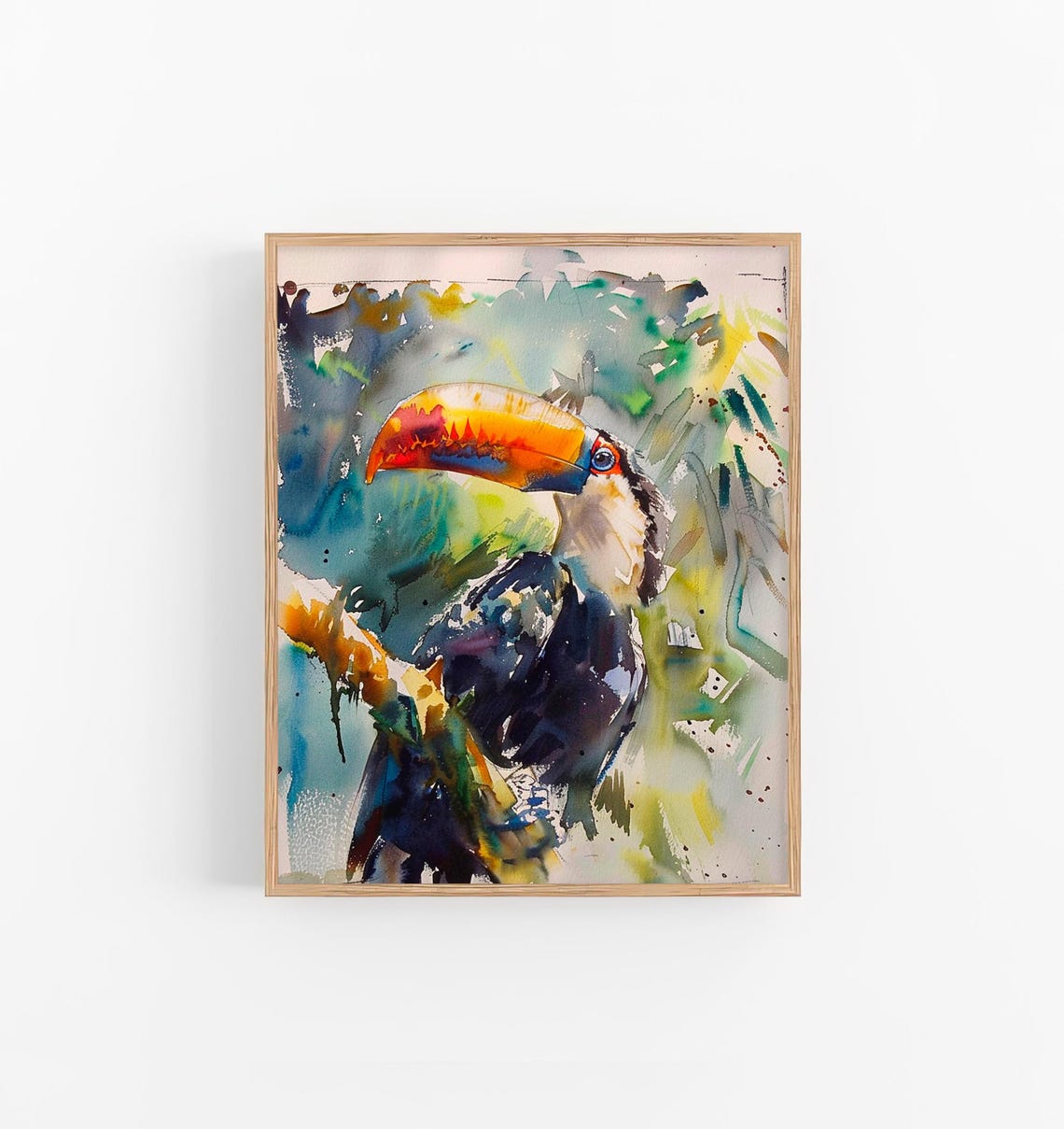 Tropical Toco Toucan Bird Expressive Watercolor Wildlife Poster
