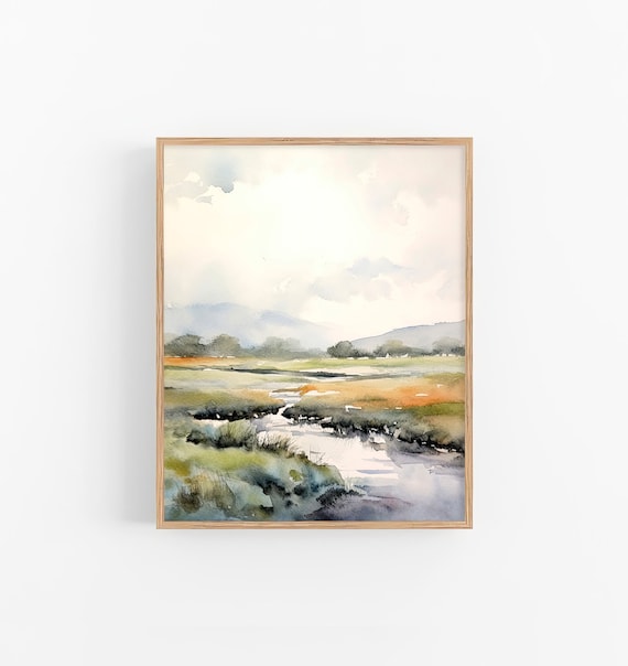 Ireland Fields Watercolor Art Print, Irish Countryside