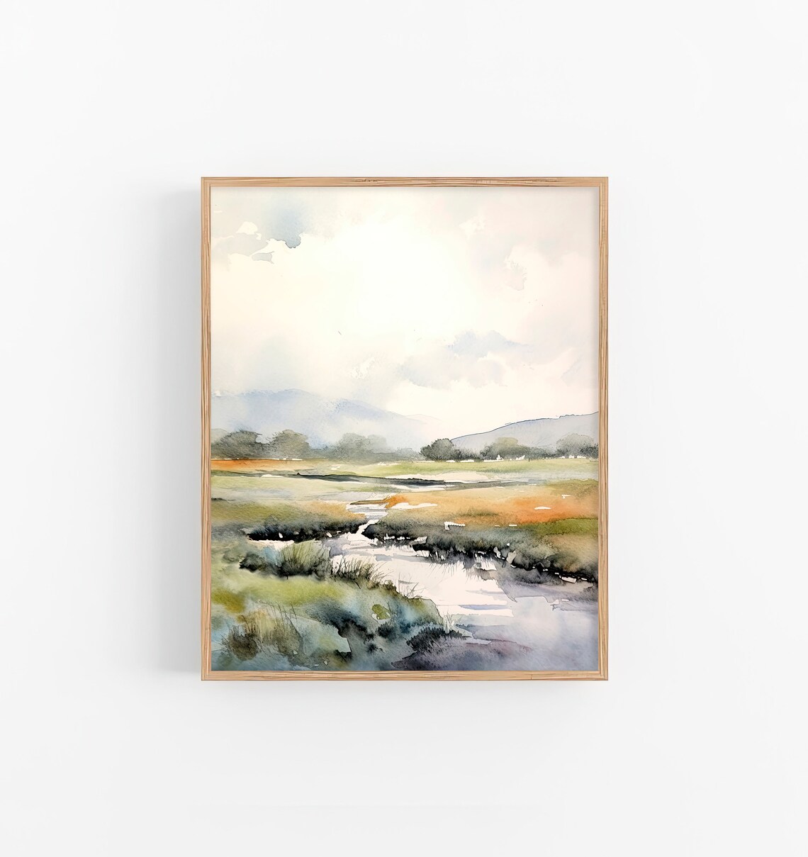 Ireland Fields Watercolor Art Print, Irish Countryside
