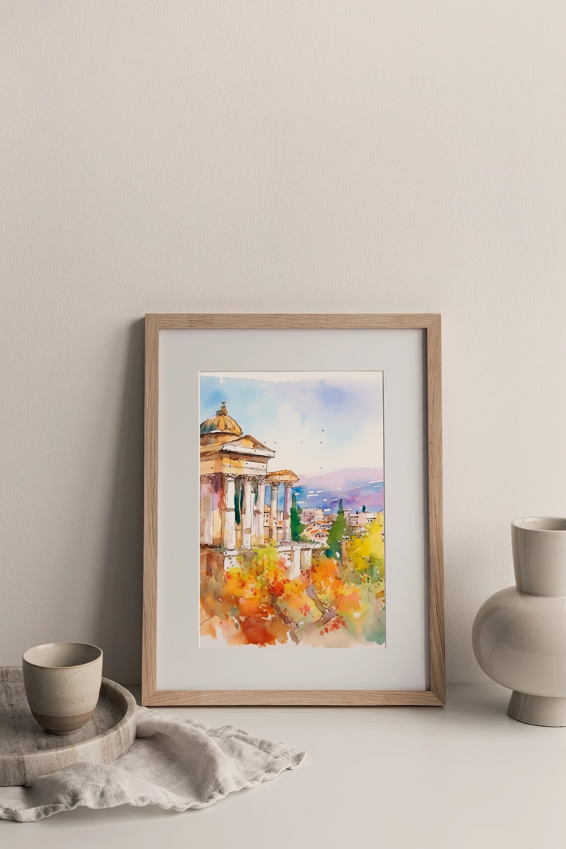 Athens Watercolor Painting Greece Sights Travel Poster - Image 2