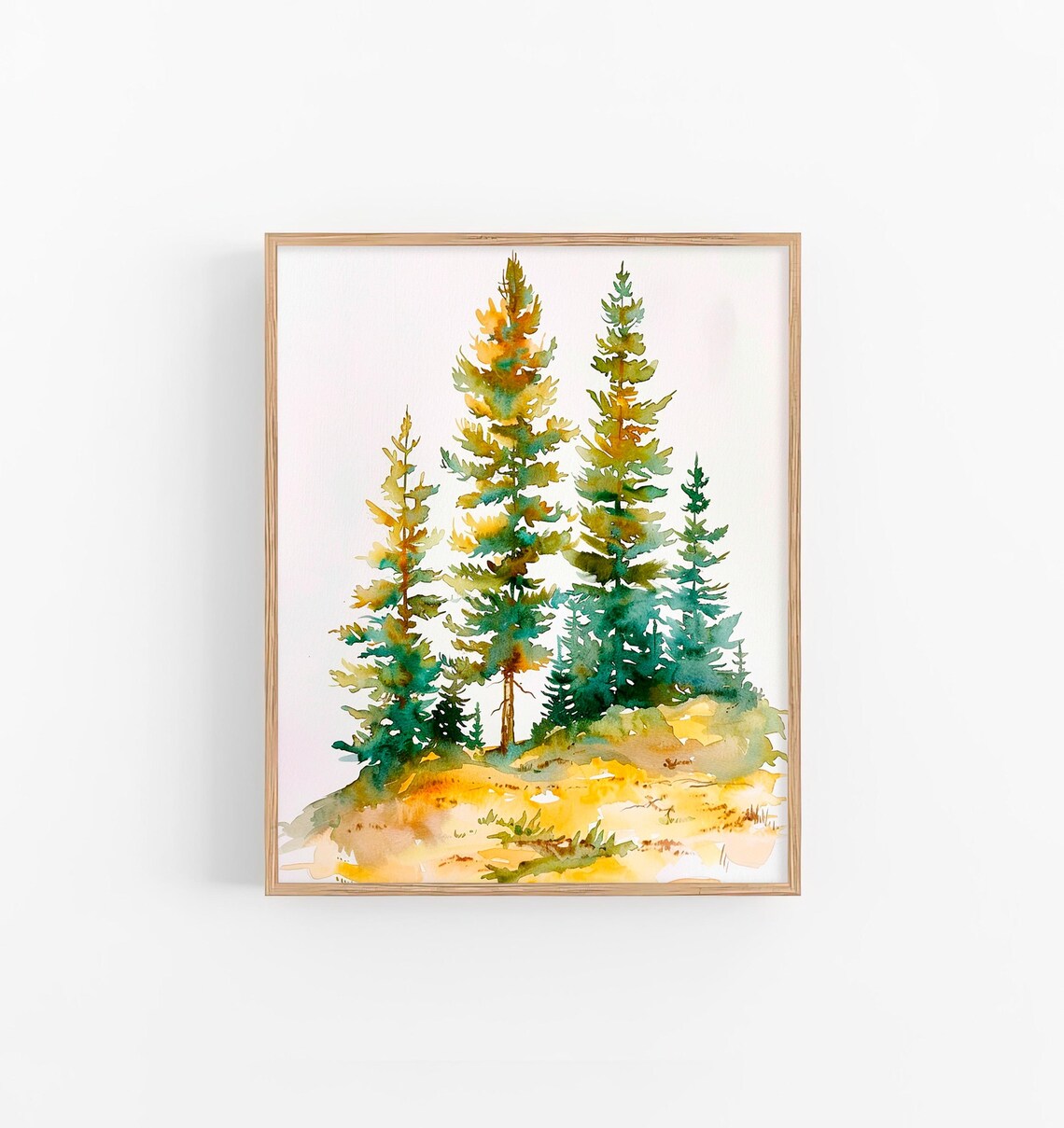 Colorado Pine Forest Evergreen Trees Watercolor Nature Painting Poster