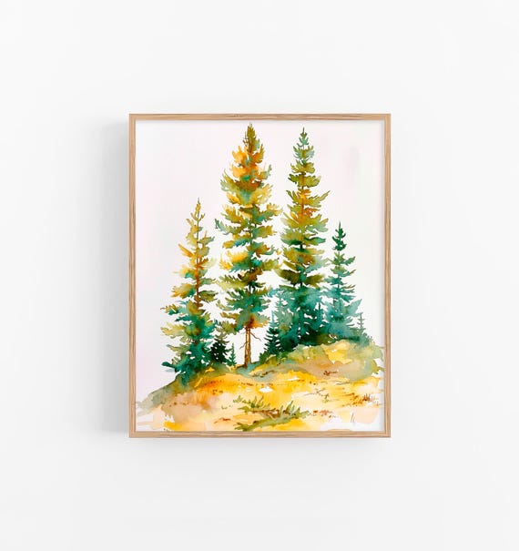 Colorado Pine Forest Watercolor Print Pine Trees Watercolor Painting Wall Art Print Travel Gifts By Feelingprints