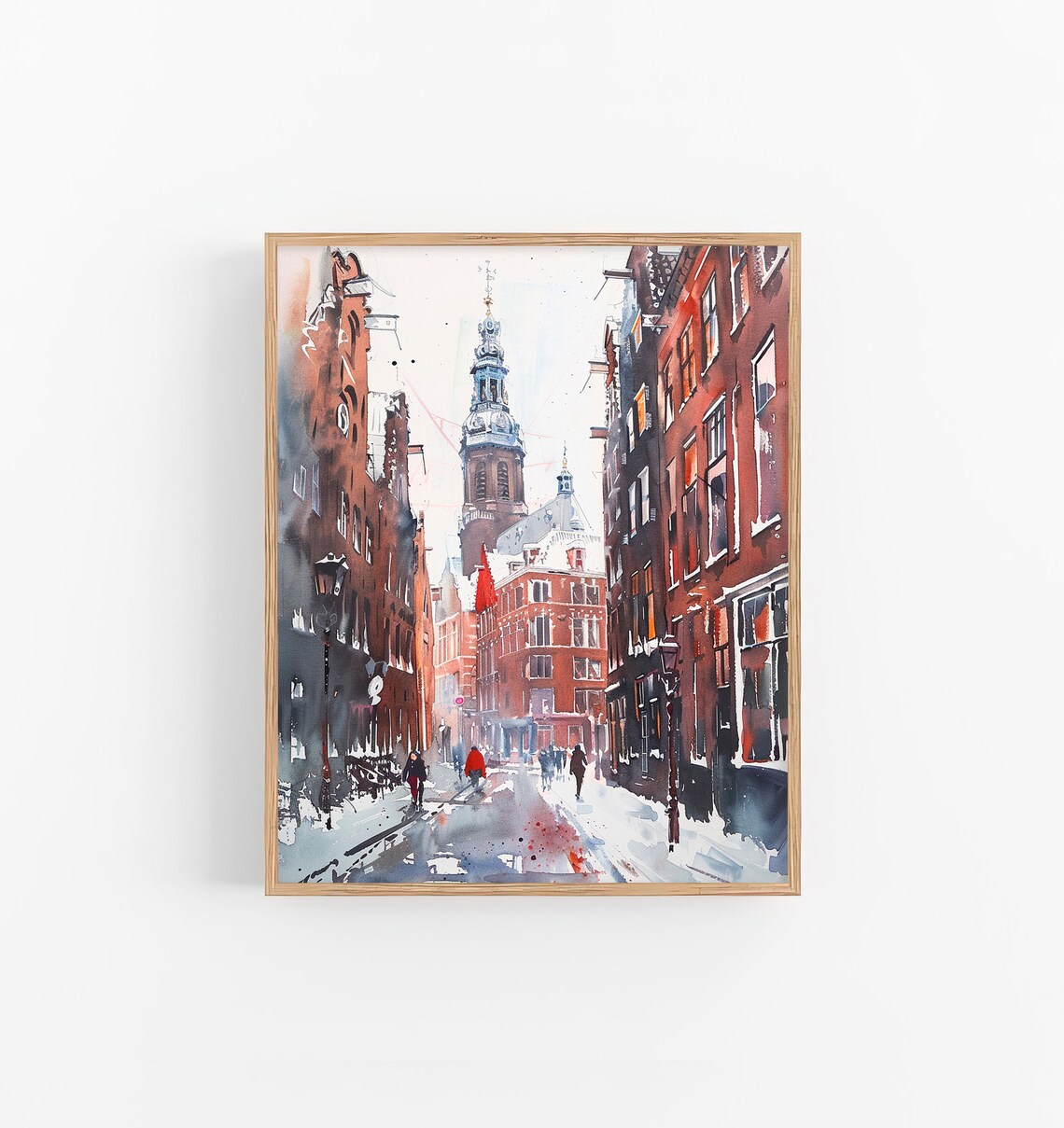 Amsterdam Watercolor Art Painting Cityscape Travel Watercolor Artwork Travel Art Poster Gifts For Her By Feelingprints