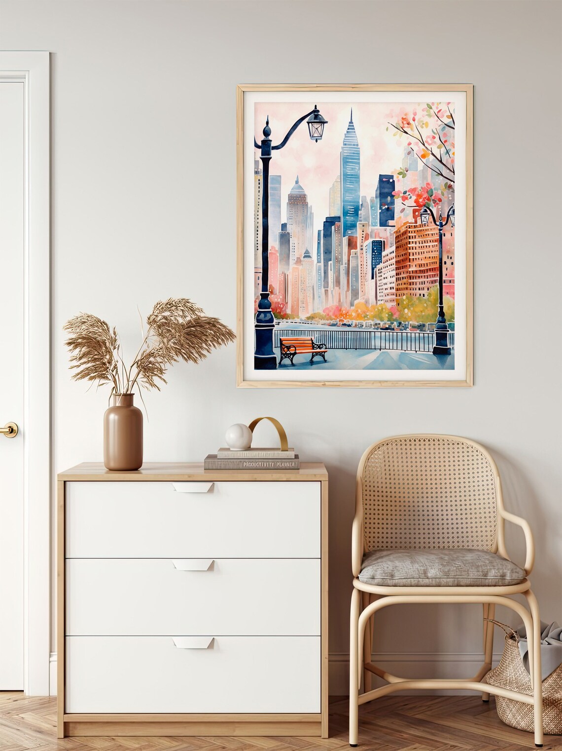 New York City Watercolor Travel Poster, Cityscape - Image 3