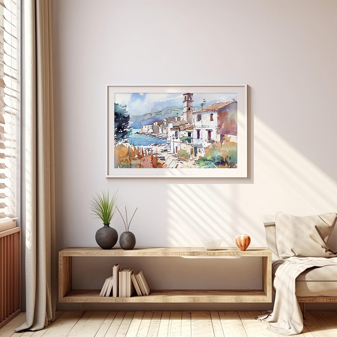 Costa Brava Spain Coastal Village Watercolor Mediterranean Poster - Image 4