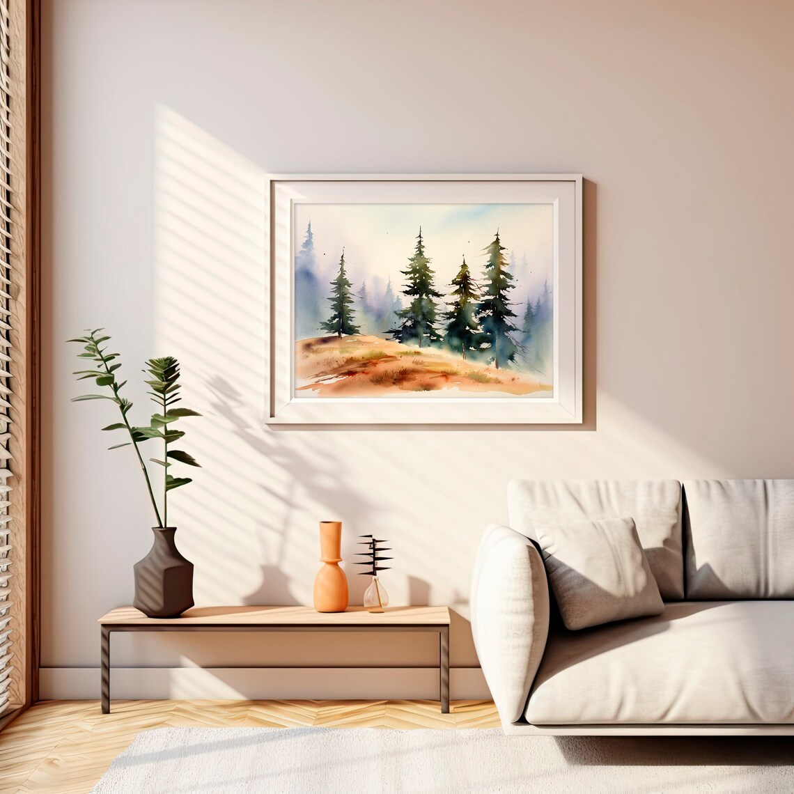 Adirondack Mountains Watercolor Art Print, Rustic Landscape - Image 2