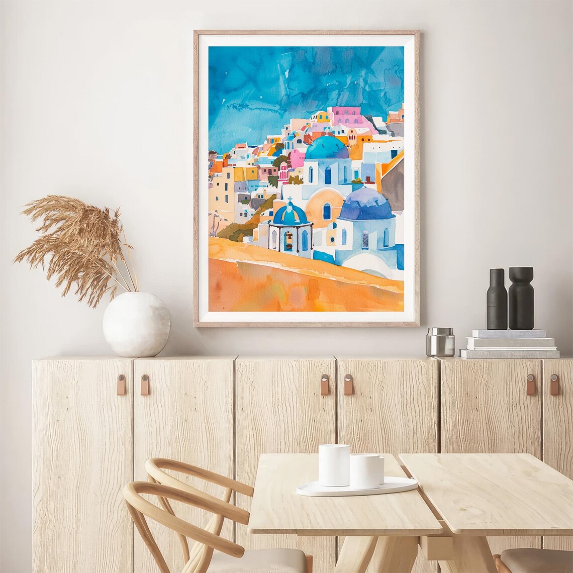 Santorini Cityscape Watercolor Art Print Greece City Watercolor Painting Travel Print Gifts By Feelingprints - Image 5