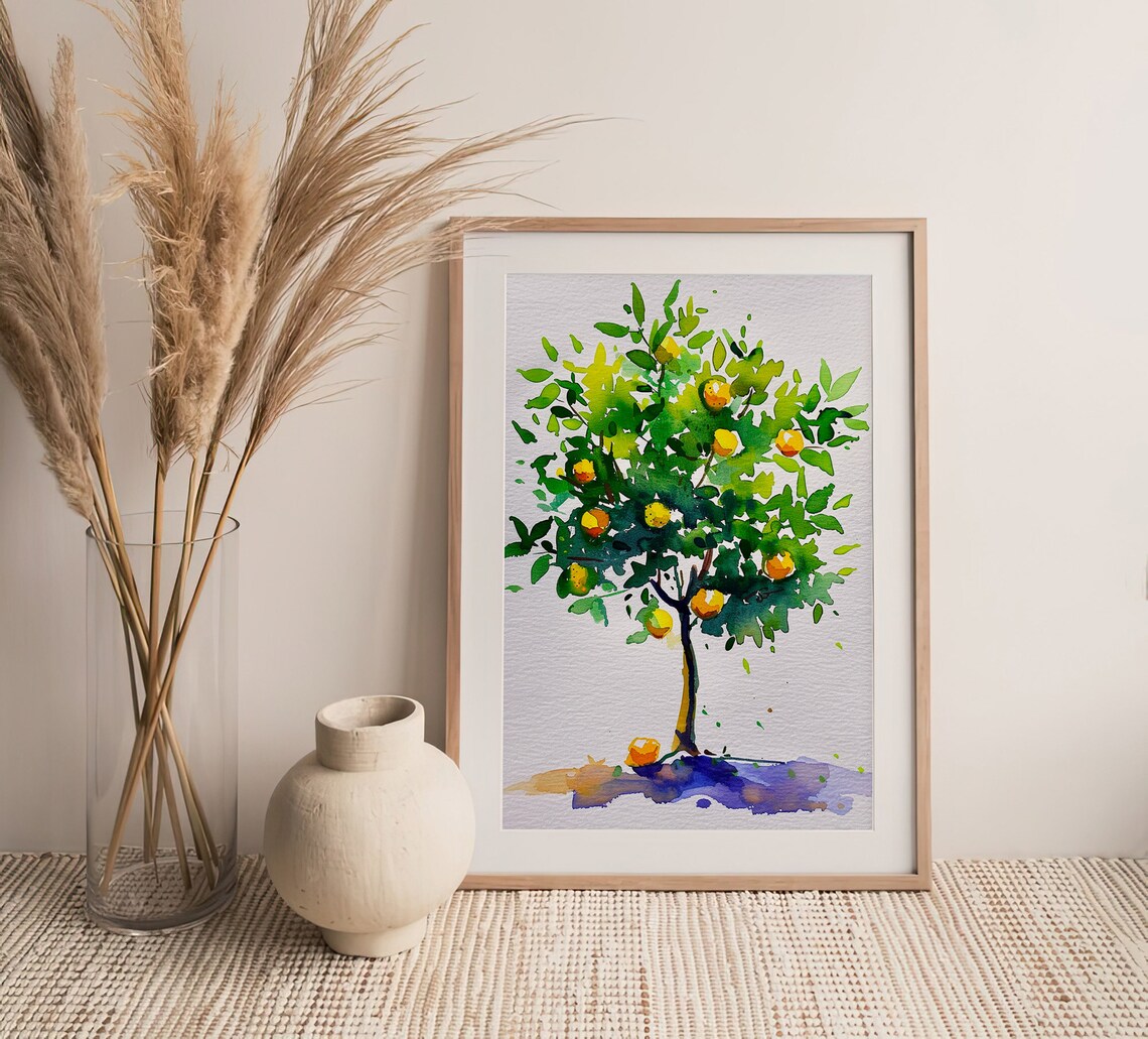 Lemon Tree Watercolor Art Print, Fruit Wall Decor - Image 5
