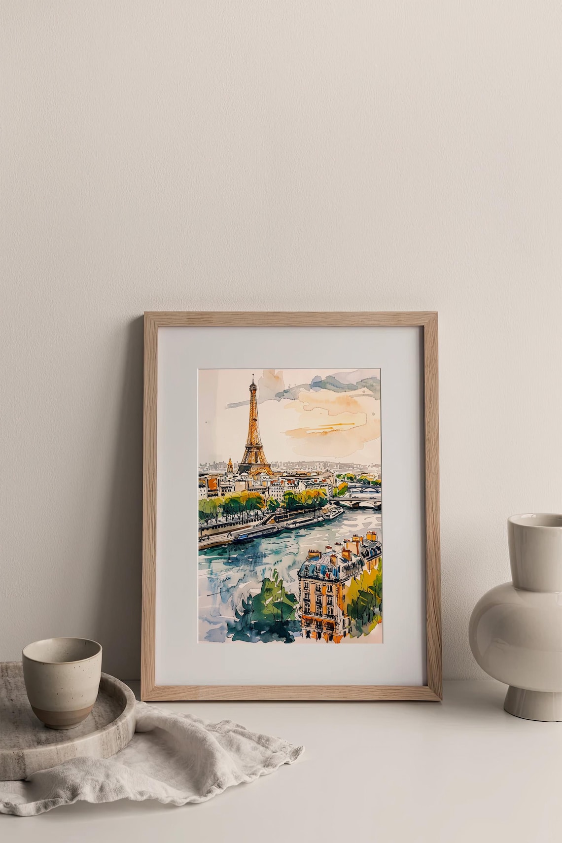 Paris Watercolor Cityscape Art Print, Eiffel Tower - Image 3