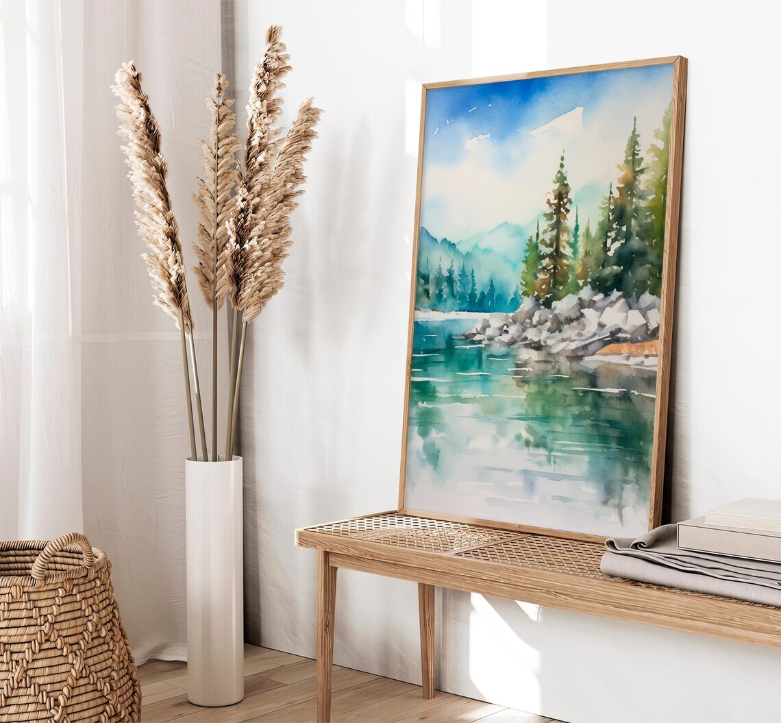 Emerald Bay Tahoe Lake Park Watercolor Art Print - Image 2