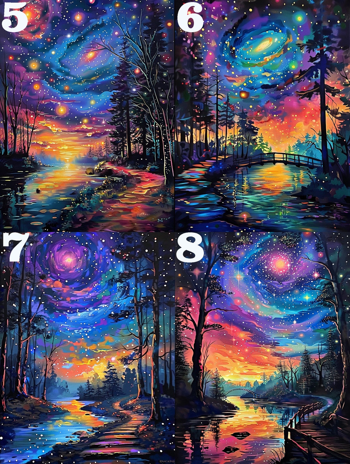 Starry Night Lake with Shimmering Aurora and Tall Pine Trees Poster - Image 4