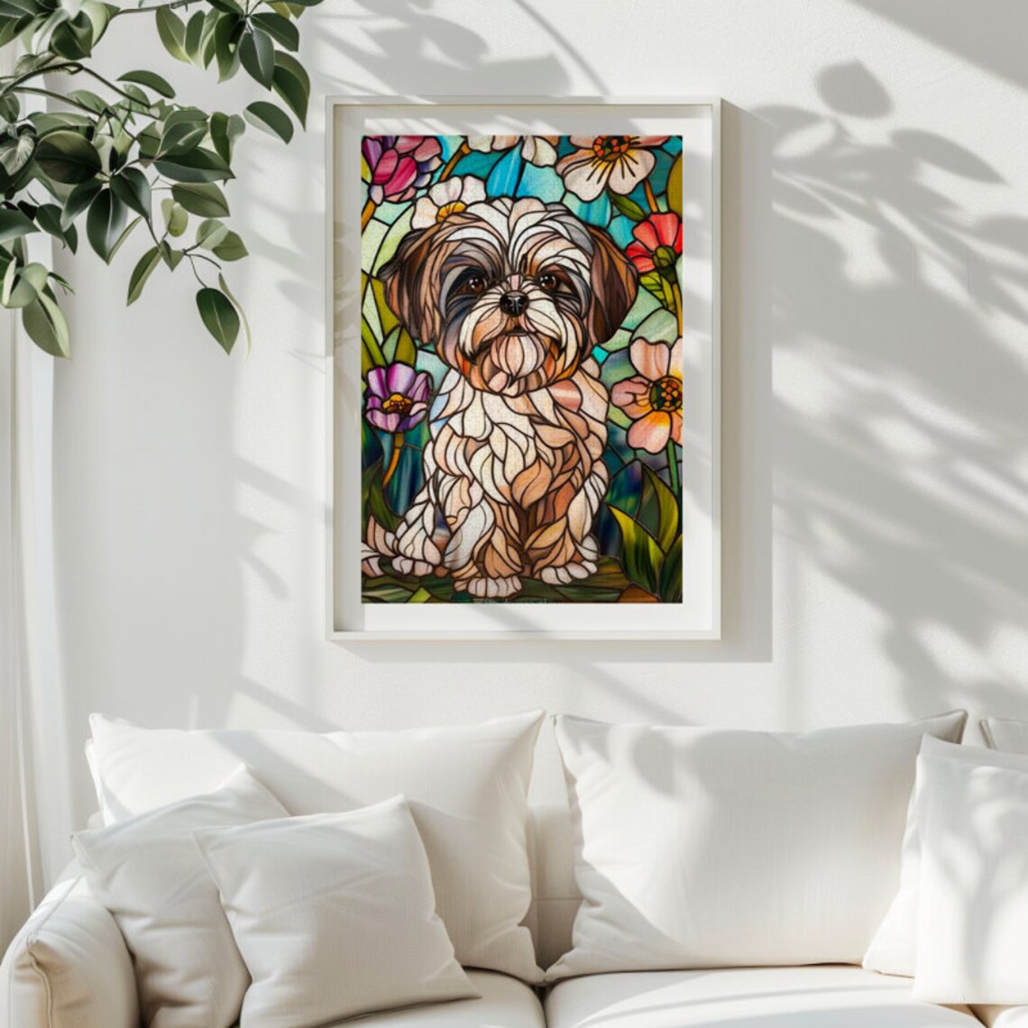 Shih Tzu Stained Glass Jigsaw Puzzle Art Print - Image 2