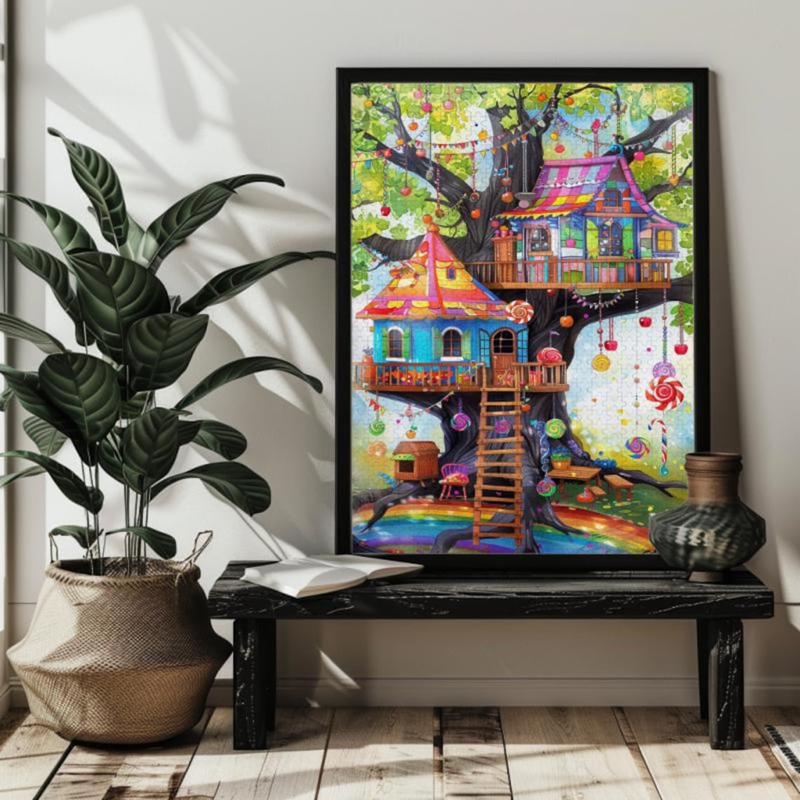 Fantasy Tree House Abstract Whimsical Landscape Art Print - Image 3