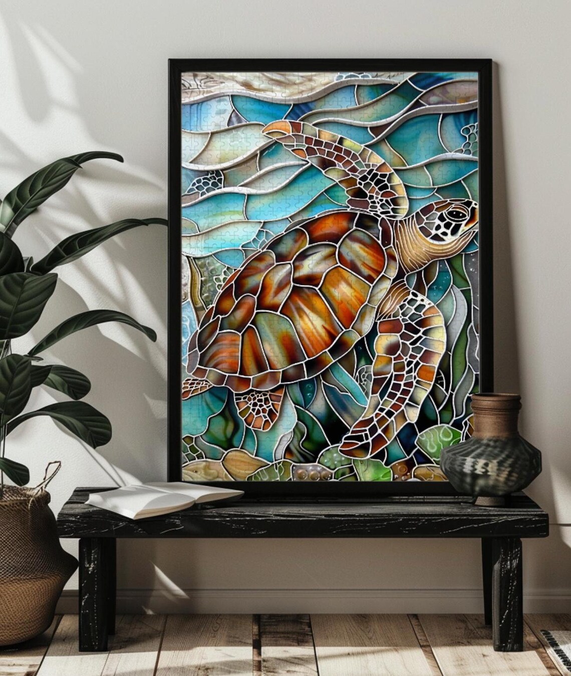 Stained Glass Sea Turtle Ocean Family Puzzle