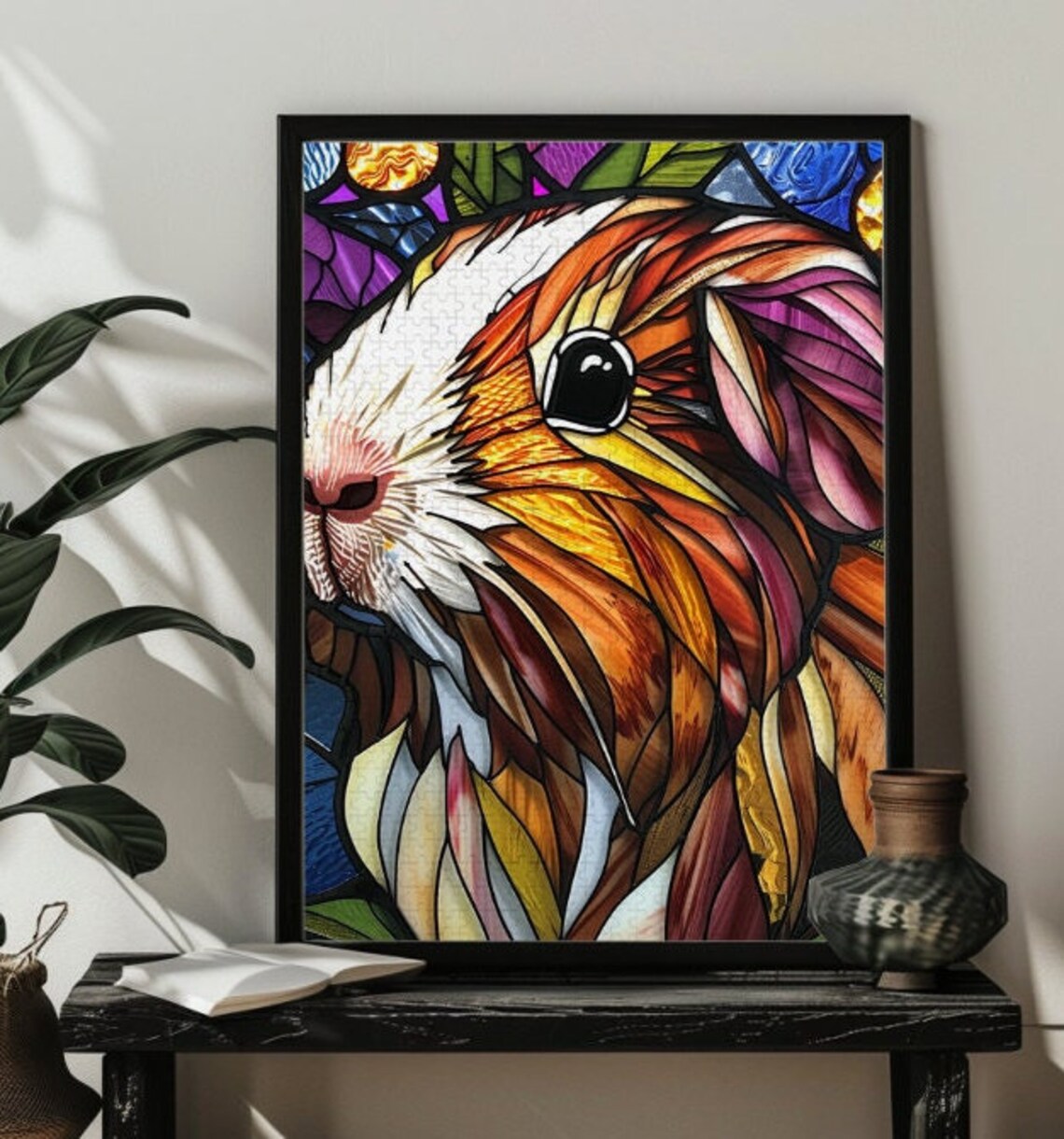 Guinea Pig Stained Glass Jigsaw Puzzle Art Print - Image 4
