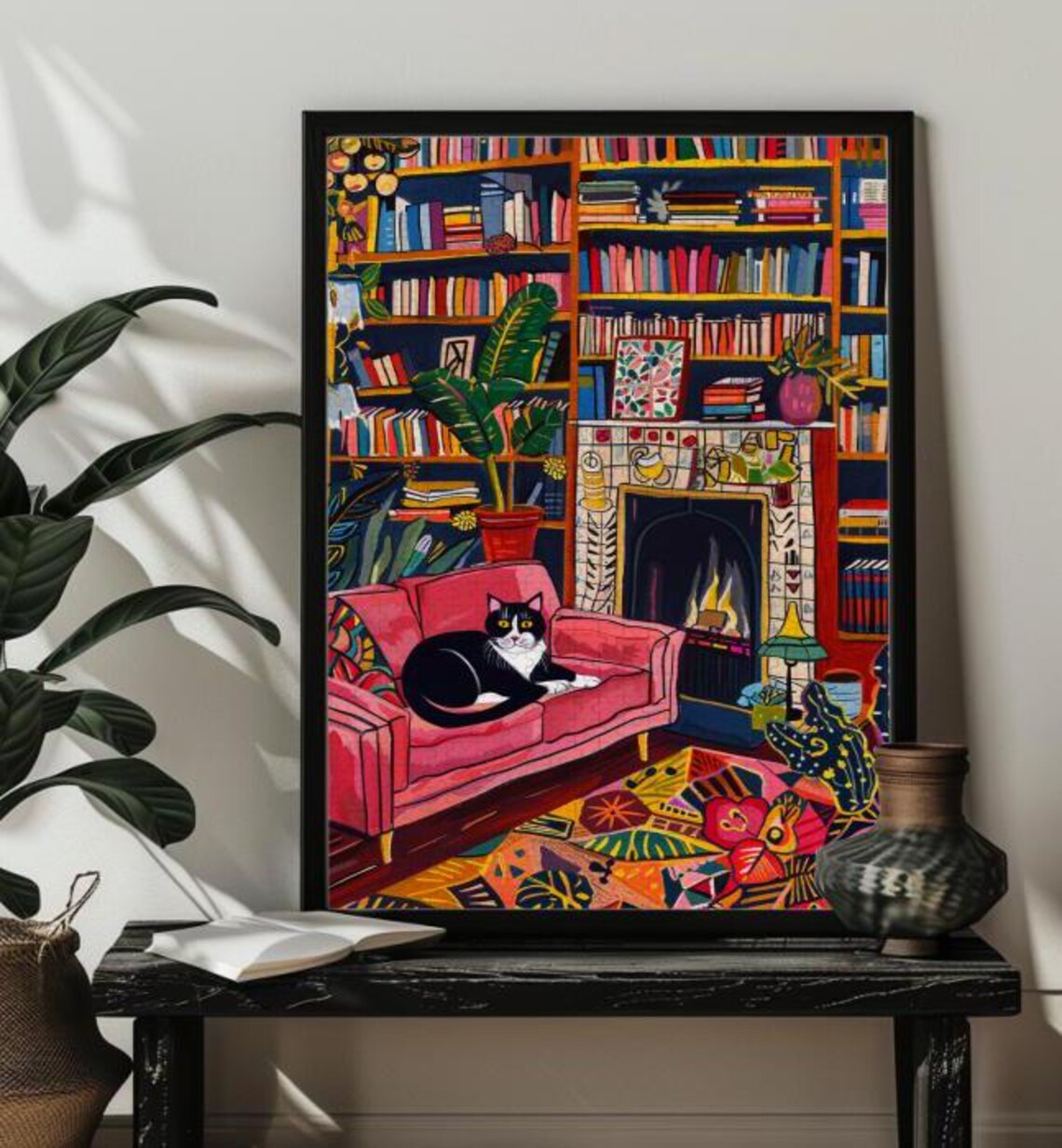 Whimsical Cat Jigsaw Puzzle Wall Art Print - Image 3
