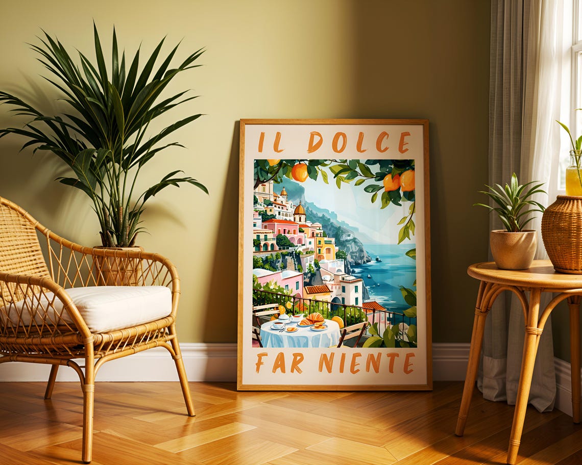 Il Dolce Far Niente Italy Coast Terrace Breakfast Travel Art Poster - Image 5