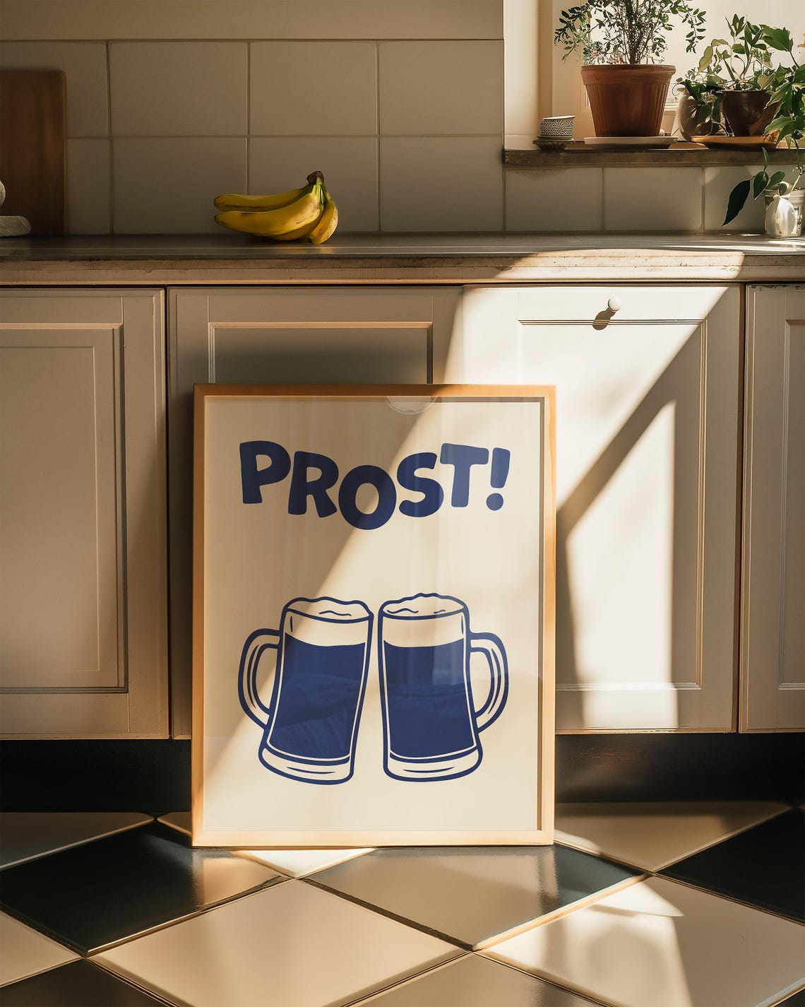 Navy Blue Prost Beer Mug Cheers Retro Oktoberfest Bar Decor Poster - Image 2