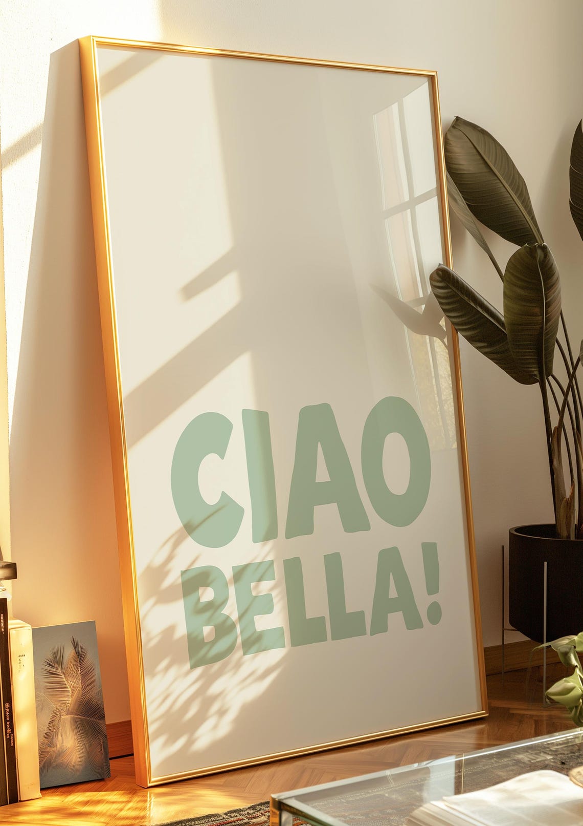 Ciao Bella Mint Green Italian Greeting Typography Kitchen Poster - Image 3