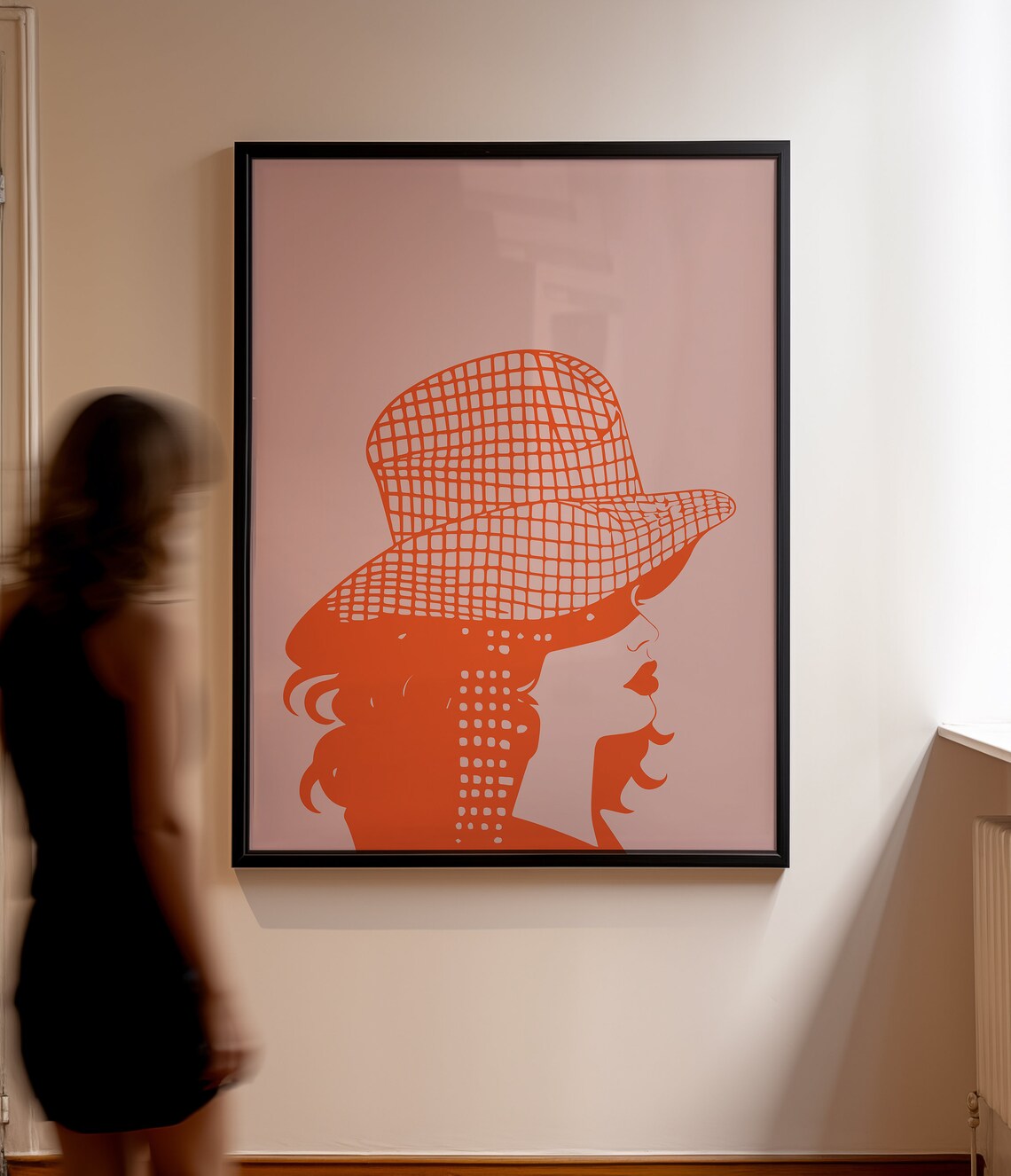 Retro Orange Cowgirl Hat Profile Preppy Western Girl Decor Poster - Image 2