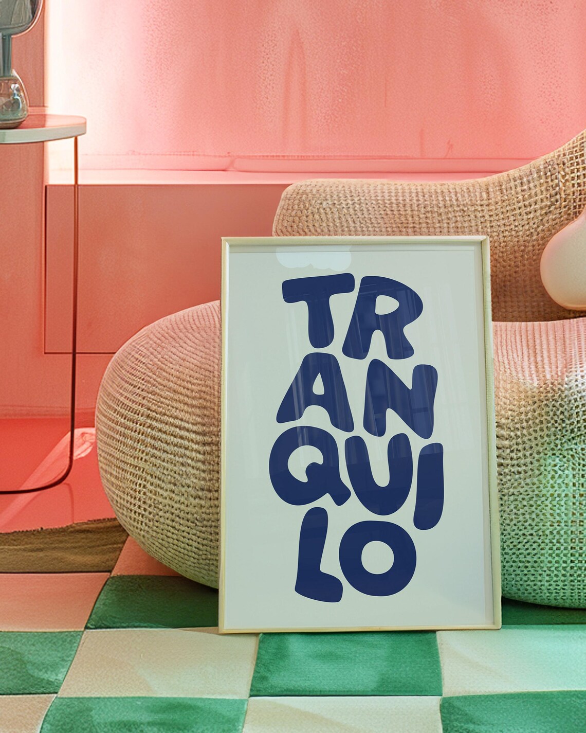 Blue Tranquilo Motivational Poster Print, Minimal Decor
