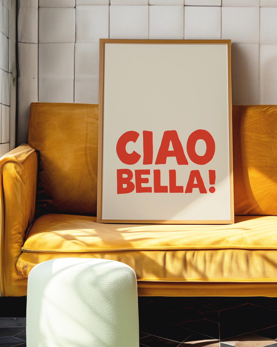 Ciao Bella Bold Red Italian Greeting Typography Fun Quote Poster - Image 3