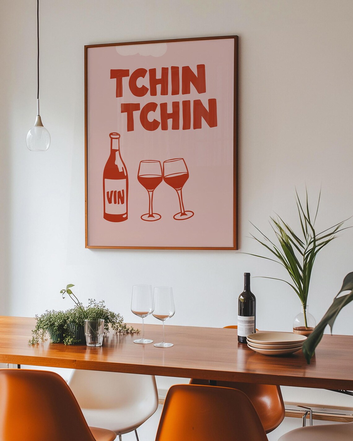 Red Tchin Tchin French Wine Toast Retro Kitchen Bar Cart Wall Poster - Image 2