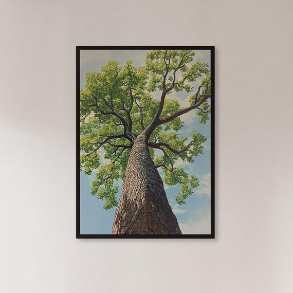 Framed Tree Canopy Wall Art Print Upward Nature Perspective Poster Serene Forest Decor Gift For Meditation Space Eco Home Or Entryway