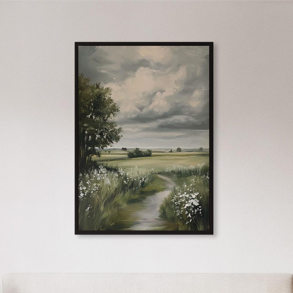 Country Path Through Wildflower Meadow Landscape Painting Poster
