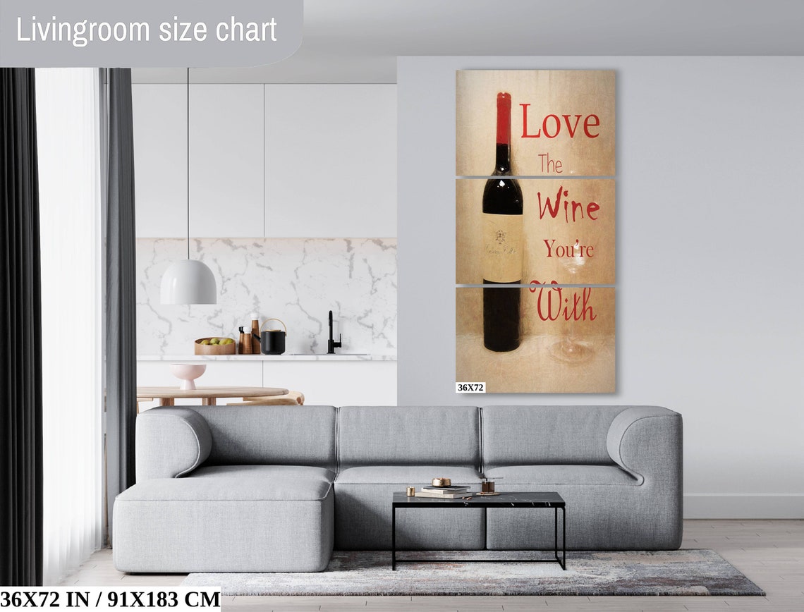 Love The Wine Youre With Red Bottle Quote Kitchen Wall Art Poster - Image 2