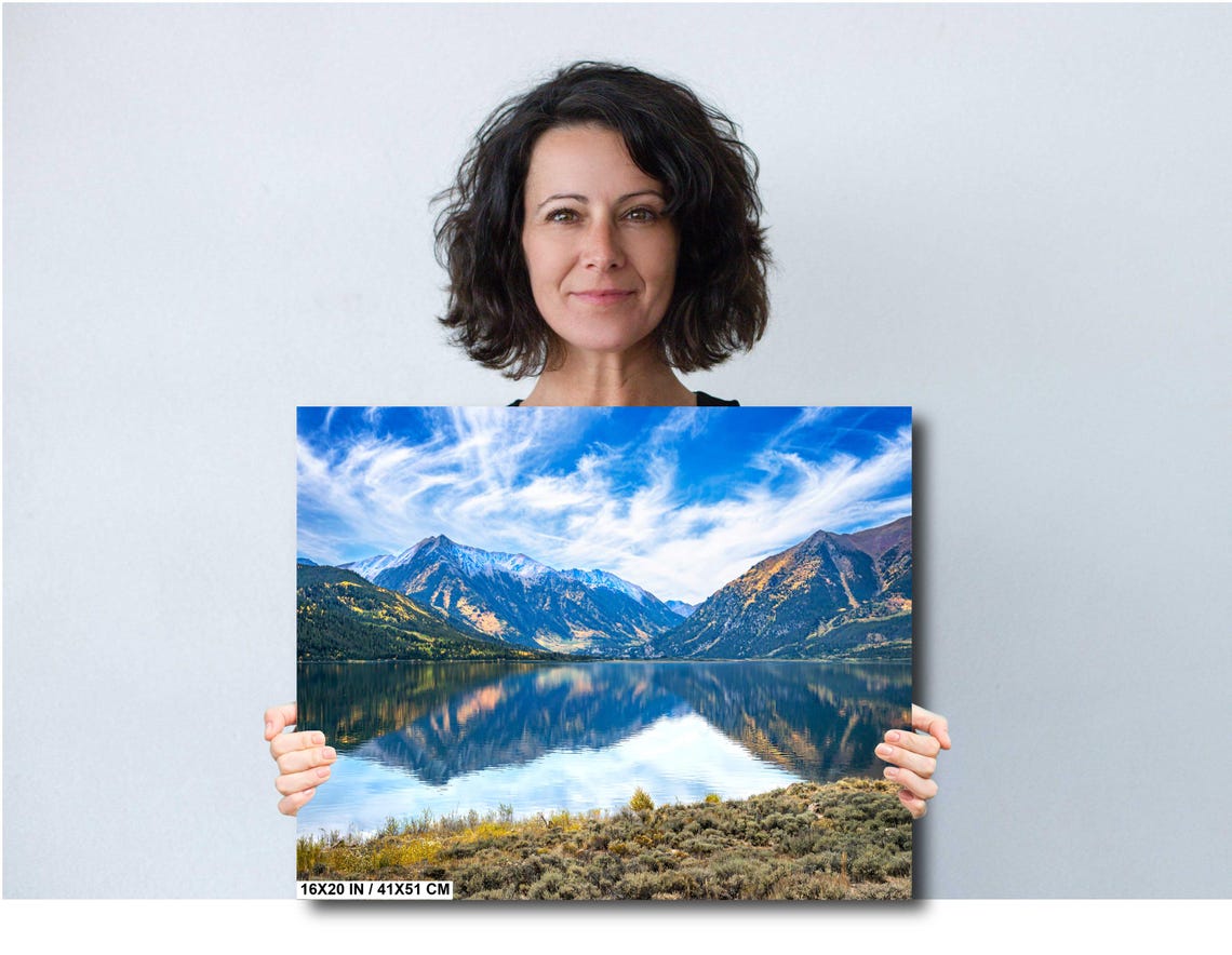 Twin Lakes Colorado Mirror Reflection of Snowy Peaks Fall Poster - Image 5