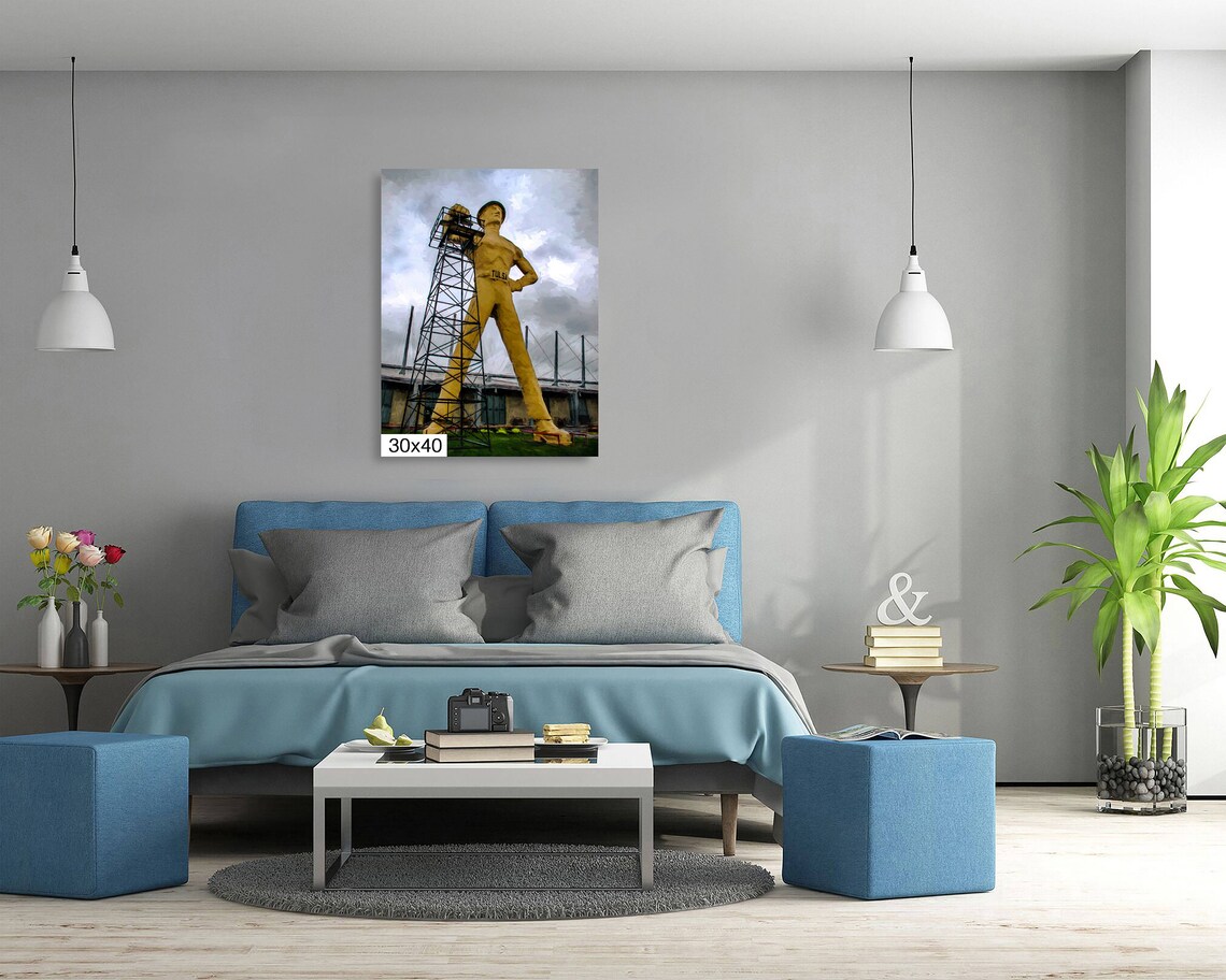 Tulsa Golden Driller Art Print, Tulsa Landmark - Image 5
