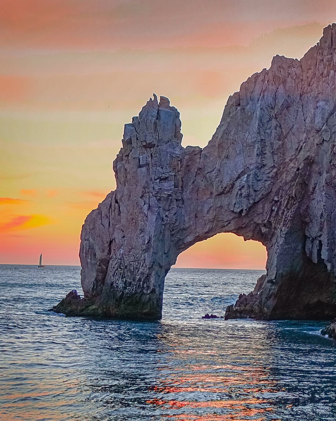El Arco At Sunset With Sailboat Cabo San Lucas Mexico Travel Poster