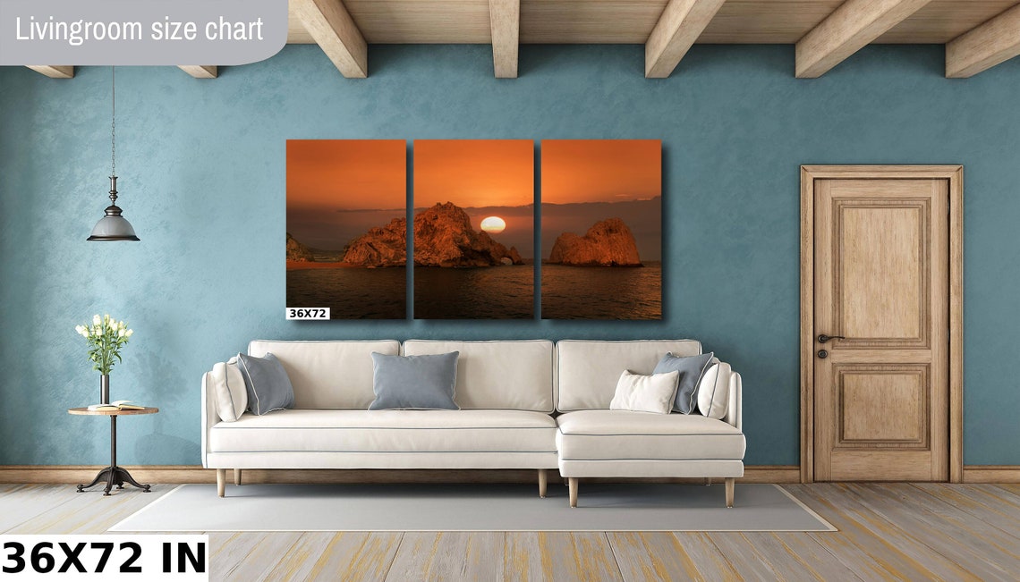 Cabo San Lucas El Arco Arch at Sunset with Blazing Orange Sun Poster - Image 2