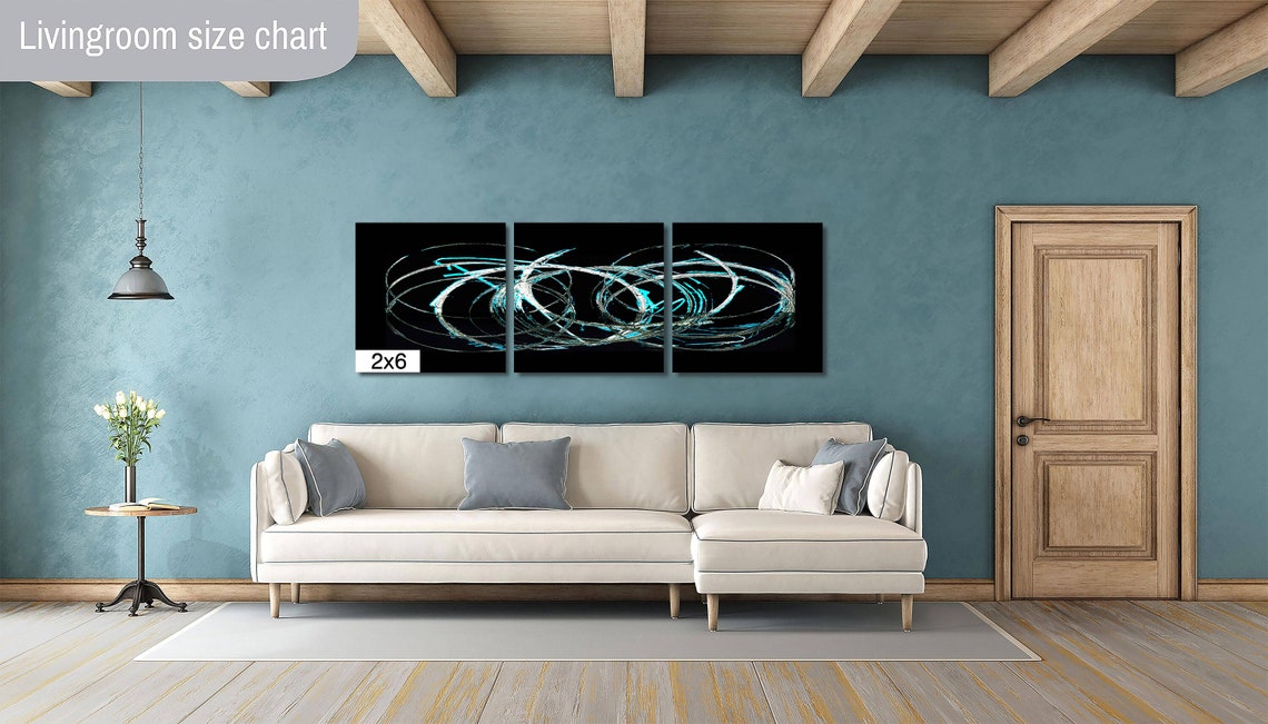 Abstract Swirling Silver Circles On Black Background Modern Art Poster - Image 4