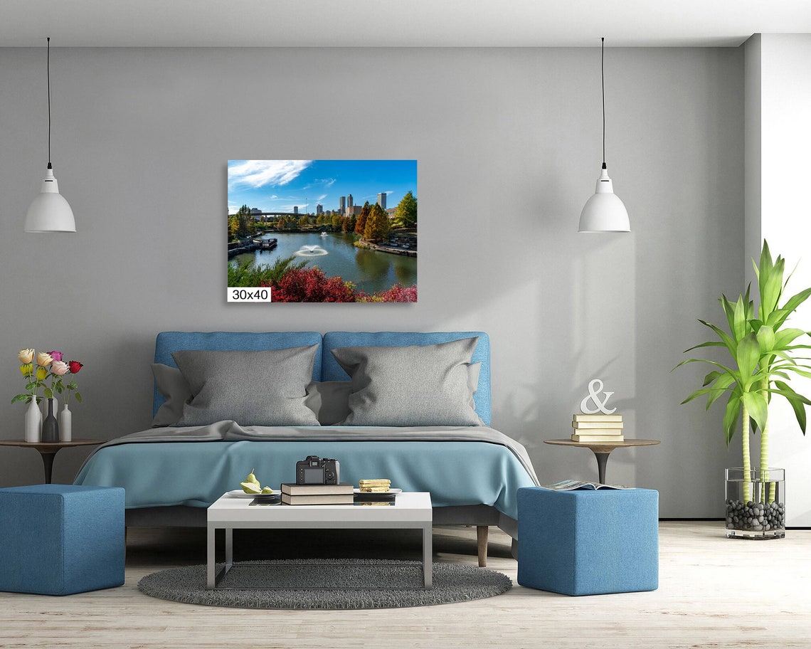 Tulsa Centennial Park Lake Fountain Skyline Fall Foliage Poster - Image 5