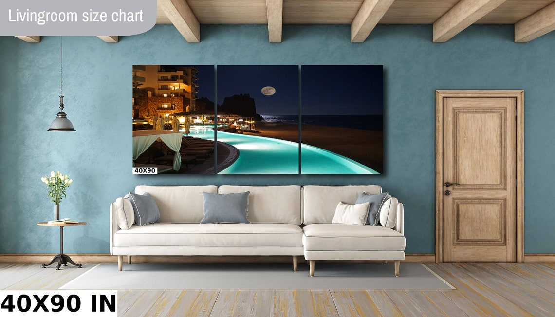 Cabo San Lucas Resort Infinity Pool Night Full Moon Ocean Poster - Image 2