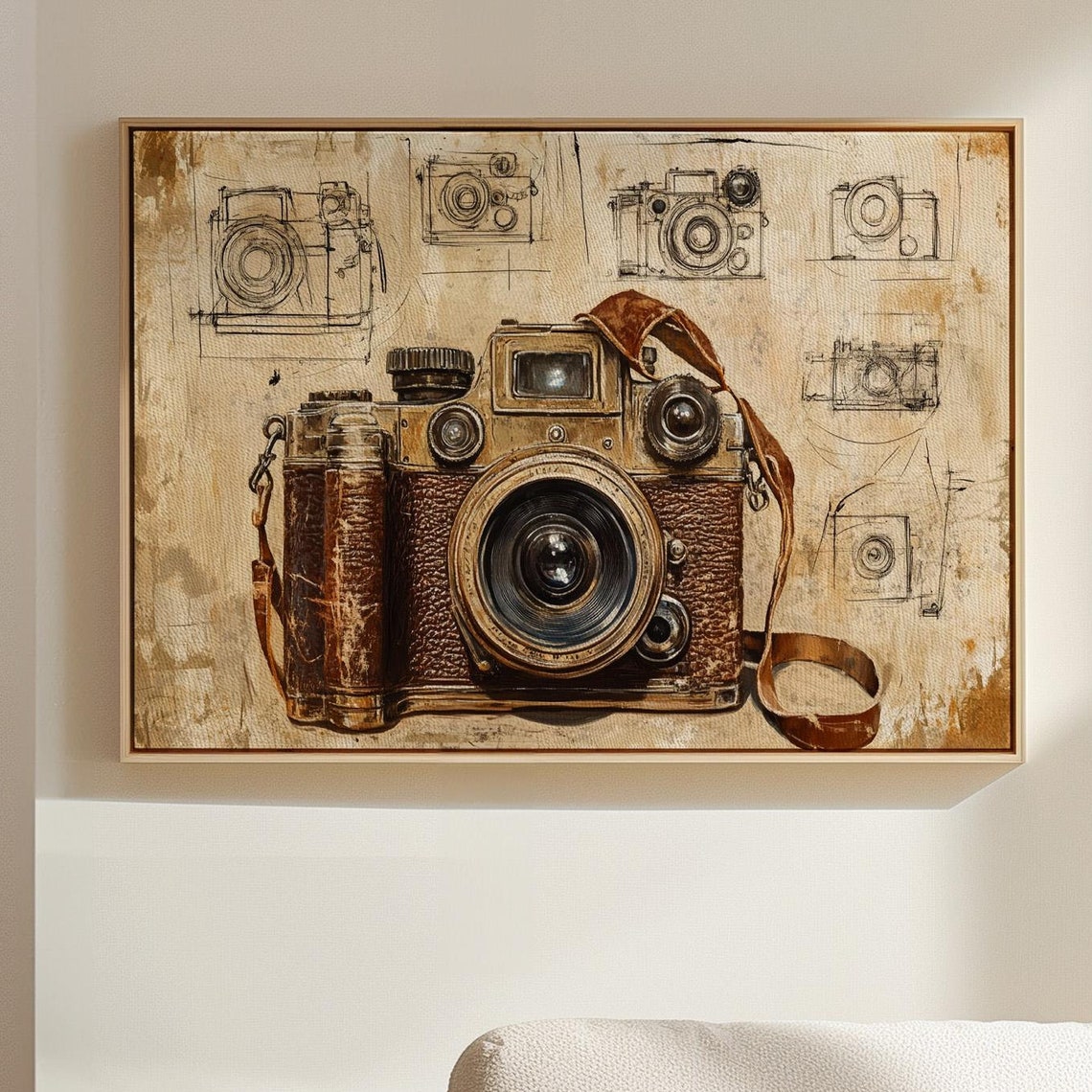 Antique Camera Art Vintage Leather Design Sketch Background Poster