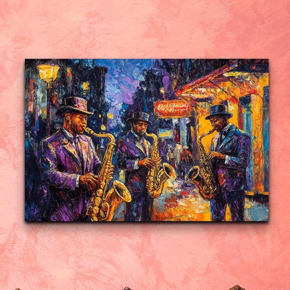The Original Moody New Orleans Jazz Band Ready To Hang Wall Art Print Retro Art Music Art