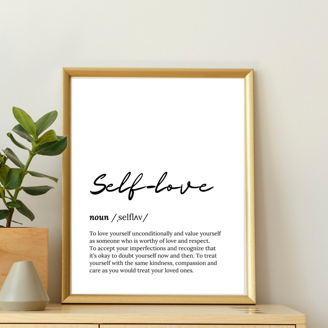 Self Love Definition Script Typography Inspirational Word Poster - Image 2