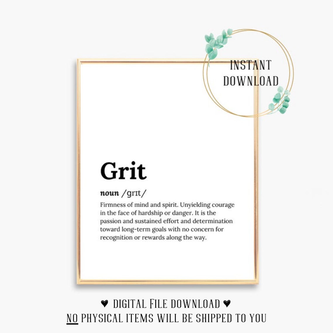 Grit Dictionary Definition Firmness of Mind Unyielding Courage Poster