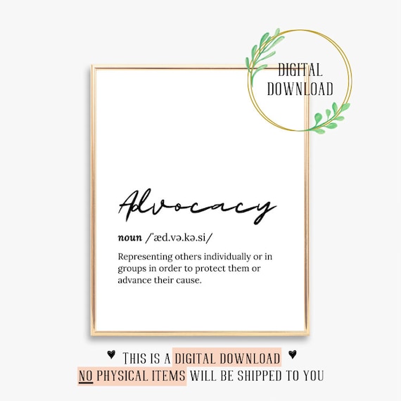 Advocacy Definition Script Typography Inspirational Word Poster