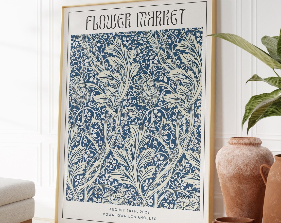 Los Angeles Flower Market 2023 Blue Commemorative Botanical Poster - Image 3