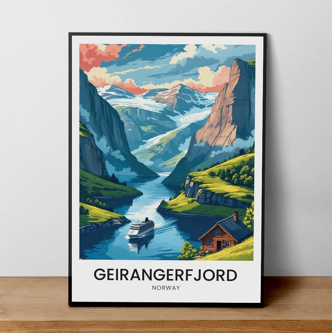 Geirangerfjord Norway Fjord Cruise Ship Cabin Mountain View Poster