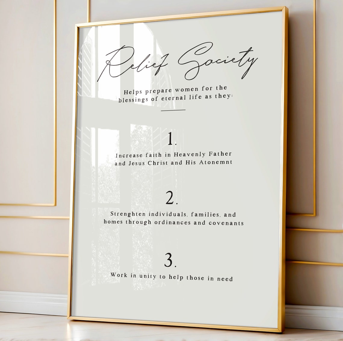 LDS Relief Society Purpose Three Missions Minimalist Faith Poster - Image 2
